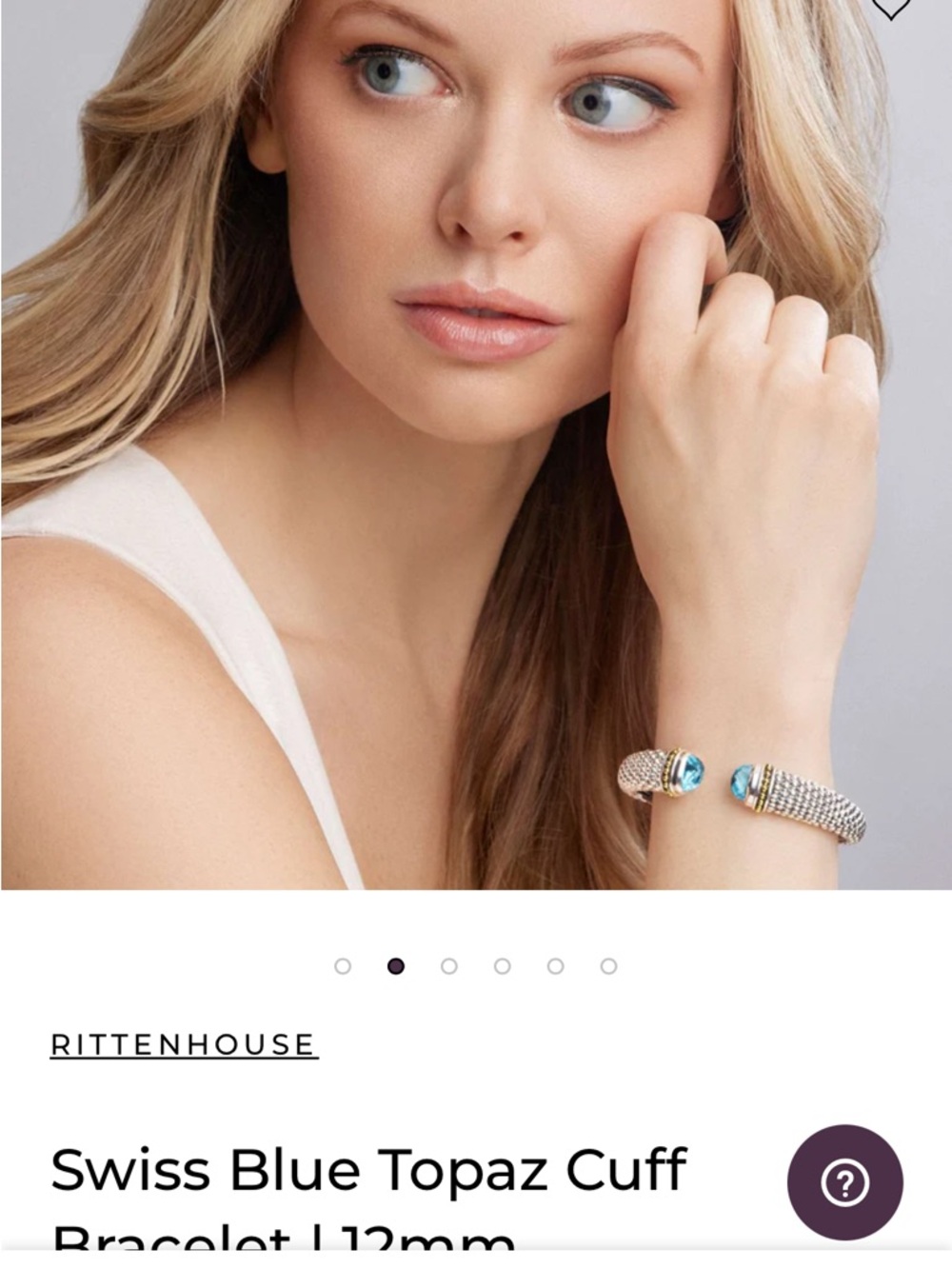 LAGOS Silver Cuff Bracelet with Swiss Blue Topaz and Gold Accents - Picture 4 of 4